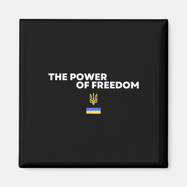 Imán The Power Of Freedom Trident Ukrainian Flag Symbol (Frente)