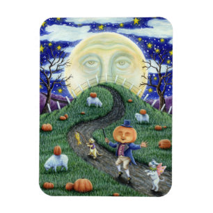 IMÁN THE PUMPKIN MAN MEETING MAN IN THE MOON, HALLOWEEN