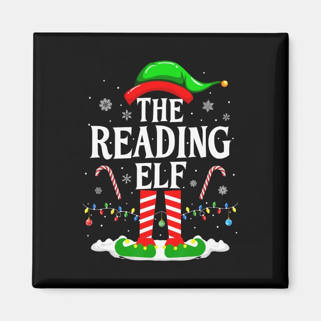 Imán The Reading Elf Xmas Funny Book Lover Christmas Bo (Frente)