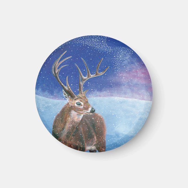 Imán The red Deer Cervus elaphus and Winter Landscape  (Frente)