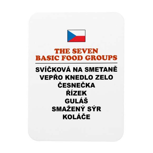 Imán The Seven Basic Food Groups Funny Czech (Vertical)