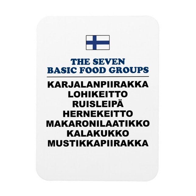 Imán The Seven Basic Food Groups Funny Finnish (Vertical)