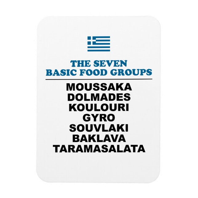 Imán The Seven Basic Food Groups Funny Greek (Vertical)