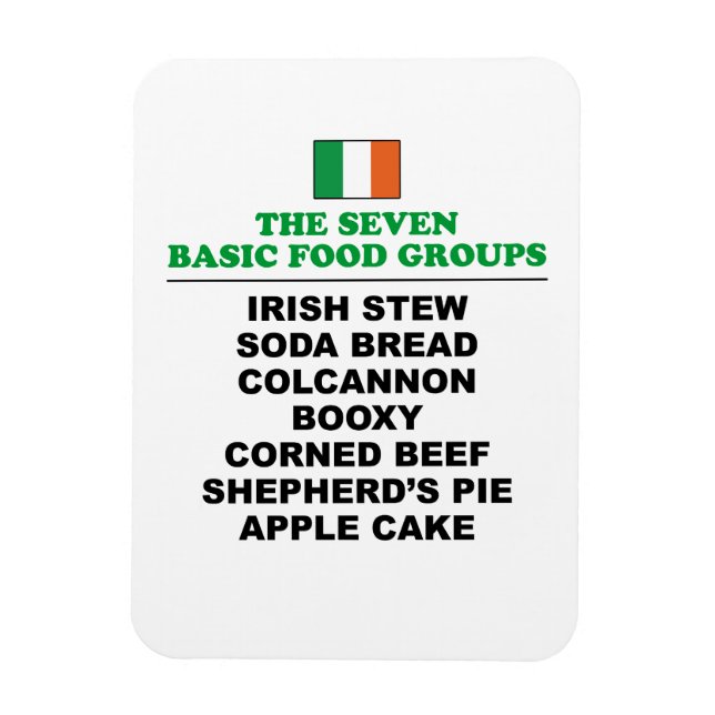 Imán The Seven Basic Food Groups Funny Irish (Vertical)