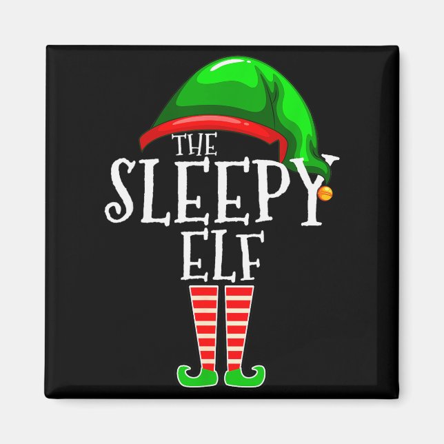 Imán The Sleepy Elf Group Matching Family Christmas Gif (Frente)