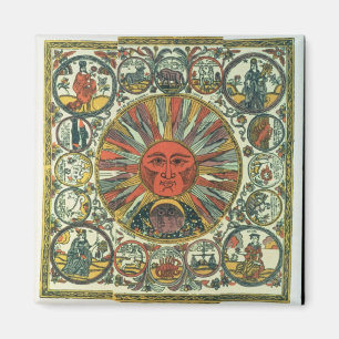 Imán The Sun y el zodiaco, ruso, fin del siglo XVIII
