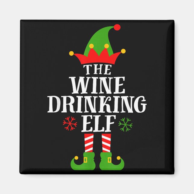 Imán The Wine Drinking Elf Funny Matching Family Christ (Frente)