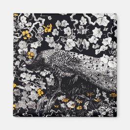 Imán Theo Van Hoytema Retro Peacock Clip Art Negro y