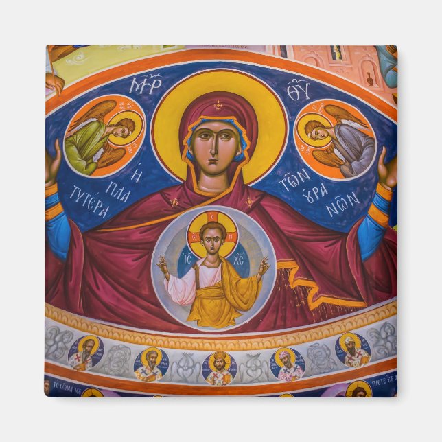 Imán Theotokos y el niño Cristo con el icono de los áng (Frente)