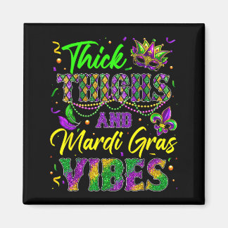 Imán Thick Thighs And Mardi Gras Vibes Mask Beads Men W
