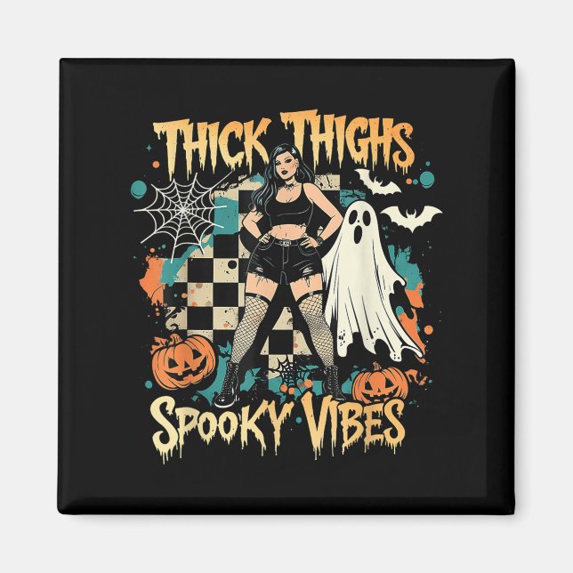 Imán Thick Thighs Soky Vibes Funny Ghost Halloween (Frente)