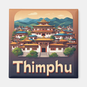 Imán Thimphu Bután Ciudad Viaje Regalo Memoria 🗺️