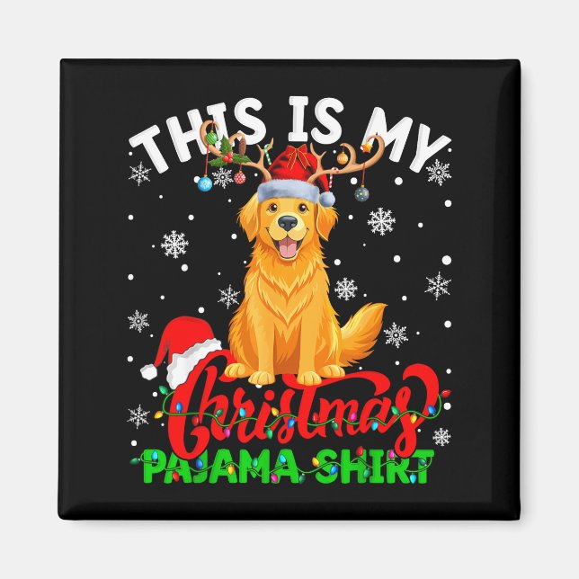 Imán This Is My Golden Retriever Ugly Christmas Pajama  (Frente)