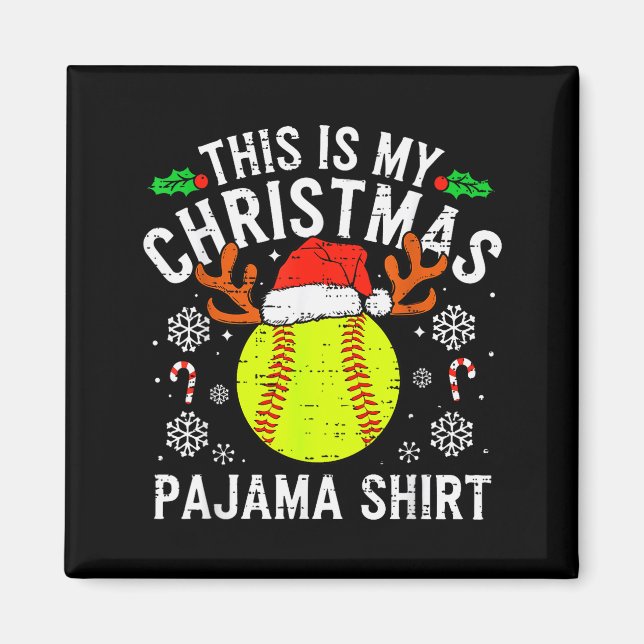 Imán This Is My Softball Christmas Pajama Shirt Srt Men (Frente)