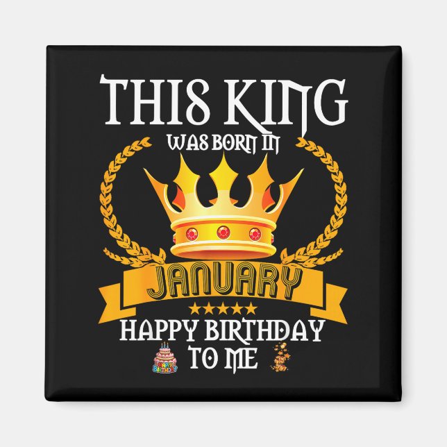 Imán This King Was Born In January Funny Jan Birthday D (Frente)