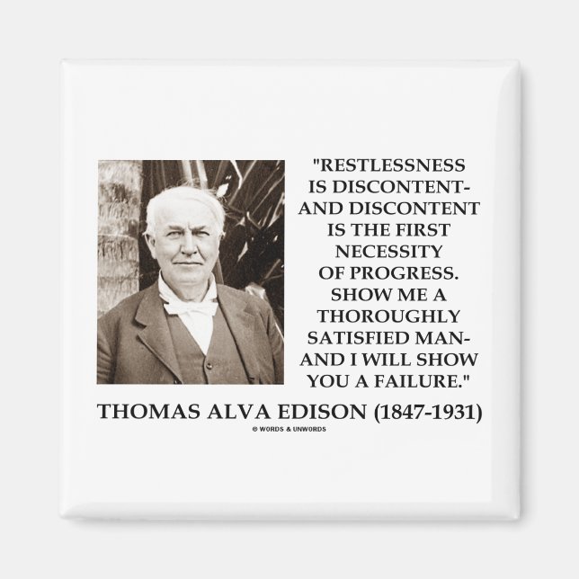 Imán Thomas Edison Inquietud Descontento Progreso (Frente)