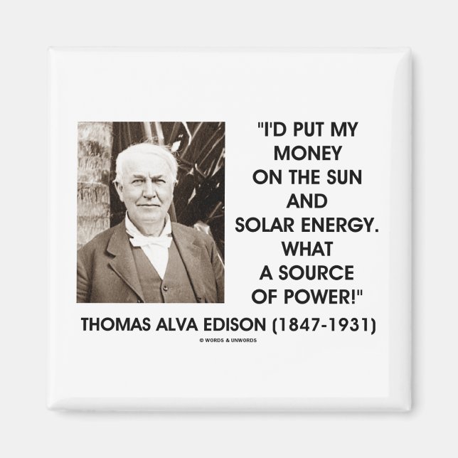 Imán Thomas Edison Sun Fuente De Energía Solar (Frente)