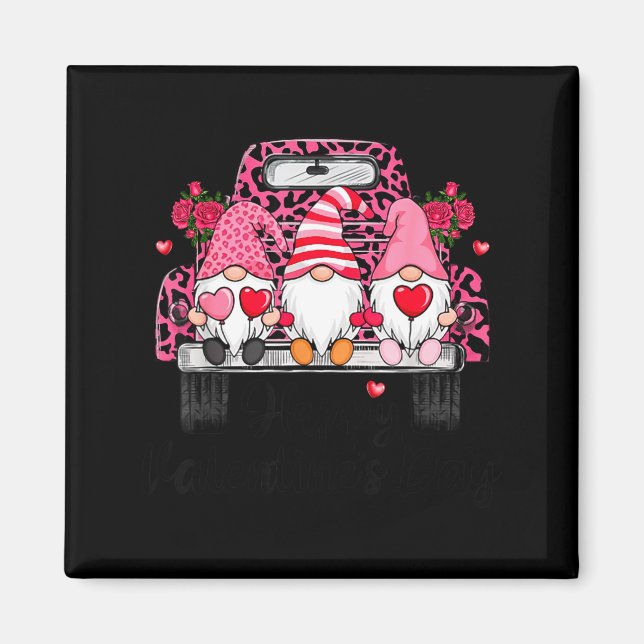 Imán Three Gnomes And Leopard Truck Happy Valentine's D (Frente)