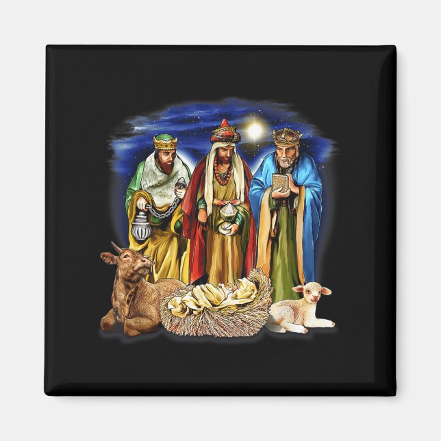 Imán Three Kings Shirt Nativity Scene Shirt Christmas S (Frente)