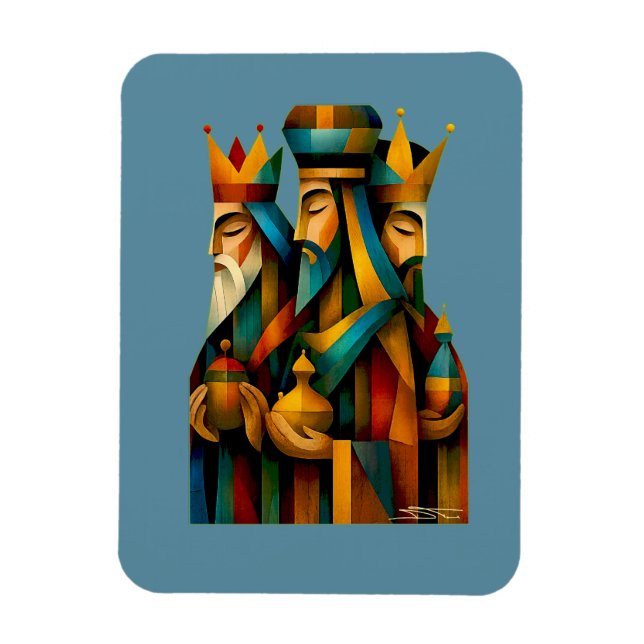 Imán Three Wise Men Abstract Nativity Art (Vertical)