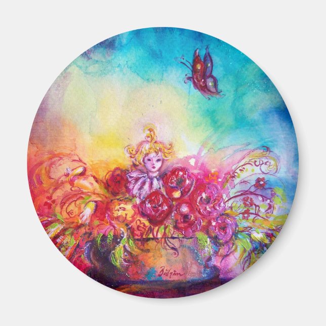 IMÁN THUMBELINA,TAPA DE FLORES Y MARIPOSA (Frente)