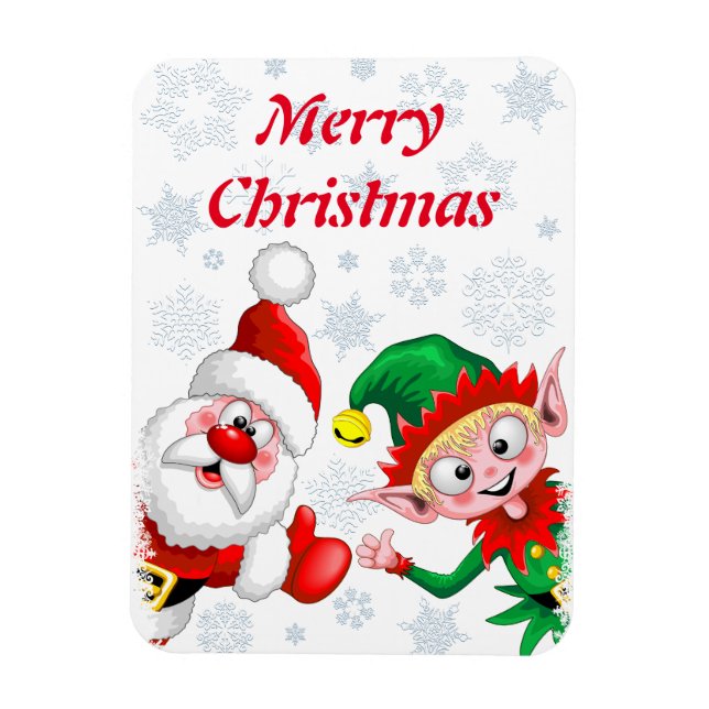 Imán Thumbup de caracteres de Navidades de Santa y Elf (Vertical)