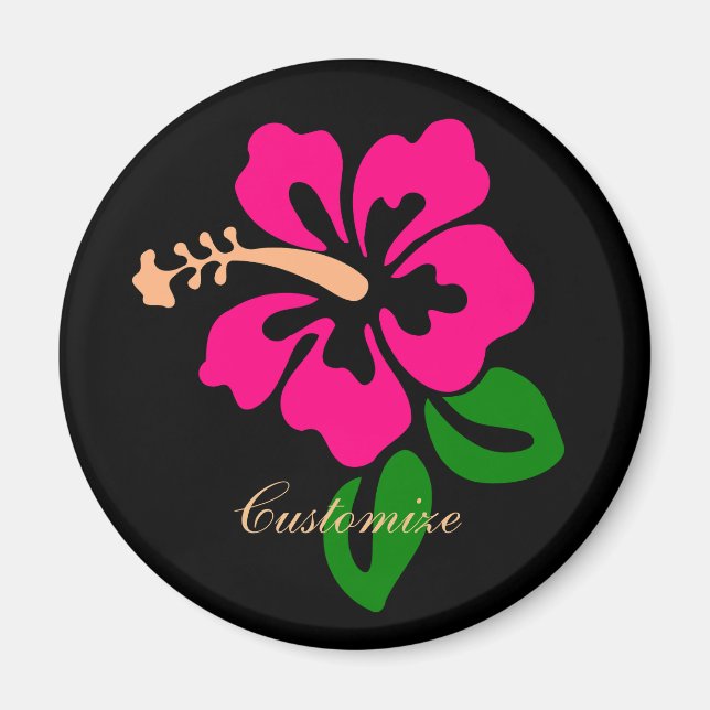 Imán Thunder_Cove de flor rosada tropical hibiscus (Frente)