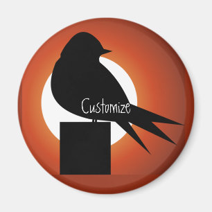 Imán Thunder_Cove de silueta de pájaro negro