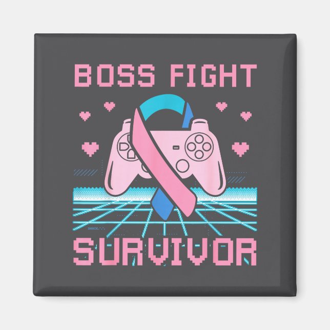 Imán Thyroid Cancer Awareness Boss Fight Survivor Gamer (Frente)