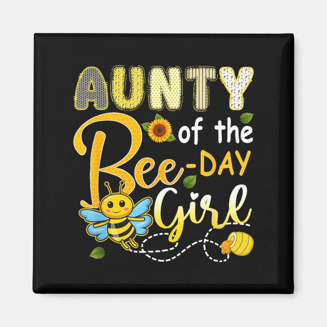 Imán Tía de la niña del cumpleaños de abeja divertida f (Frente)