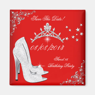 Imán Tiara de zapatos de tacones altos rojos Save The D