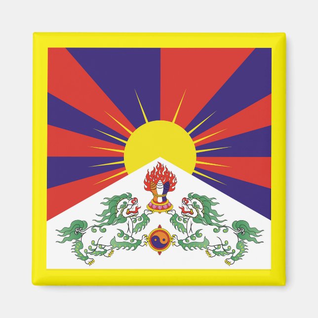 Imán Tibet, Leones de nieve, bandera tibetana - Los Him (Frente)