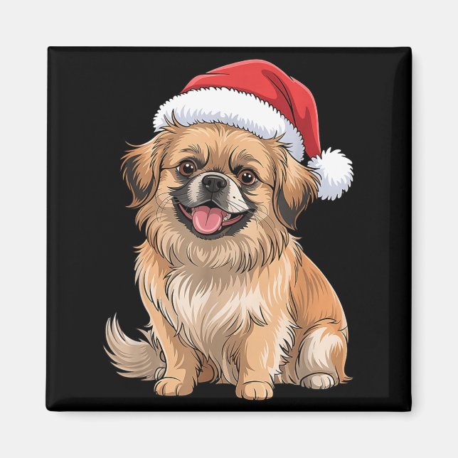 Imán Tibetan Spaniel Dog Christmas Santa Hat Pet Dog Lo (Frente)
