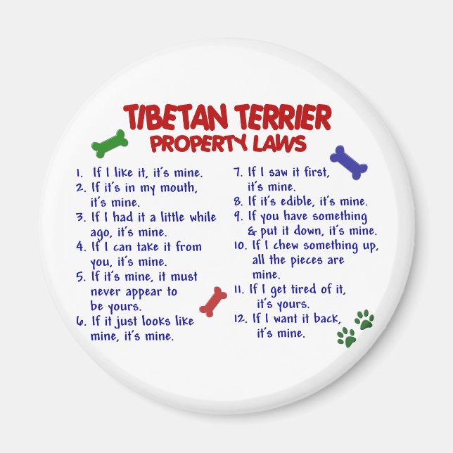 Imán TIBETAN TERRIER Property Laws 2 (Frente)