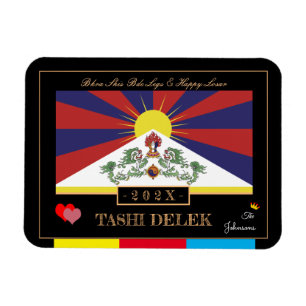 Imán Tibetano Losar y Tashi Delek - Año Nuevo/bandera T