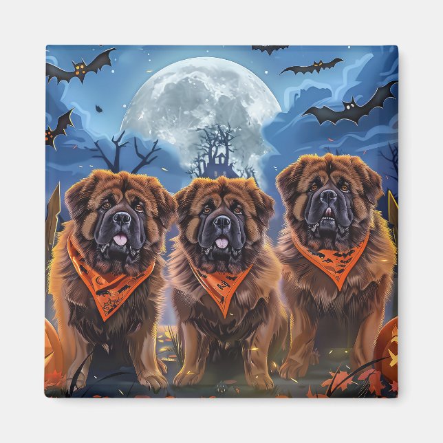 Imán Tibetano Mastiff Halloween Spooky (Frente)