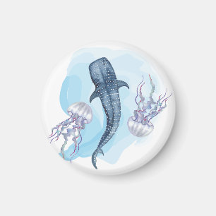 Imán Tiburón Ballena. Acuarela