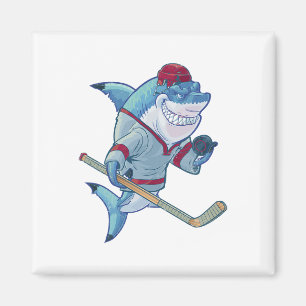 Imán Tiburón de Hockey Con Casco de Palo Puck Tiburones