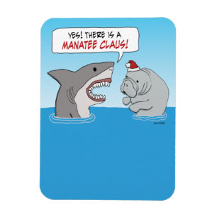 Imán Tiburón lindo y gracioso y Manatee Claus