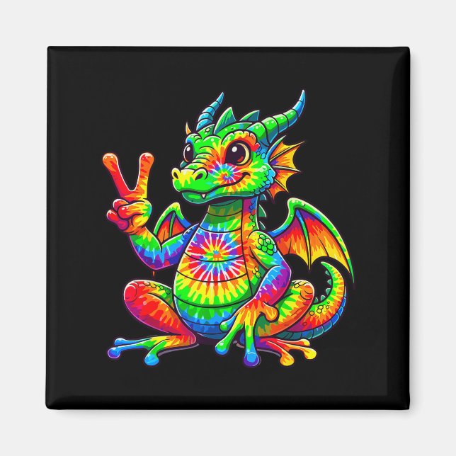 Imán Tie-dye Dragon Peace Sign Hipe  (Frente)