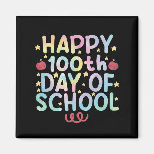 Imán Tie Dye Feliz 100.º Día De Escuela Maestro Estudia