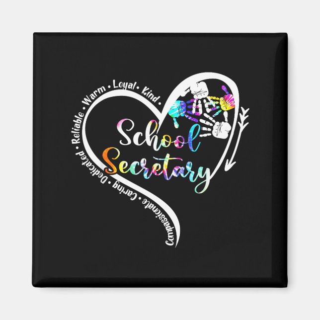 Imán Tie Dye Heart School Secretary Life Cute Back to (Frente)