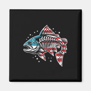 Imán Tie Dye Skeleton Salmon American 4 De Julio Pescad