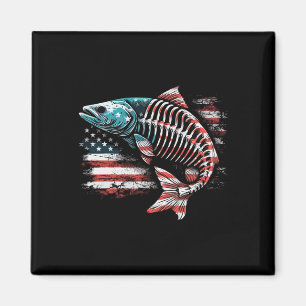 Imán Tie Dye Skeleton Salmon American 4 De Julio Pescad
