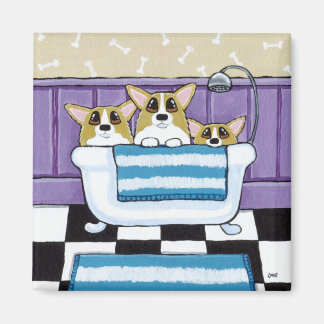 Imán Tiempo de baño de Corgi - Arte de perro lindo