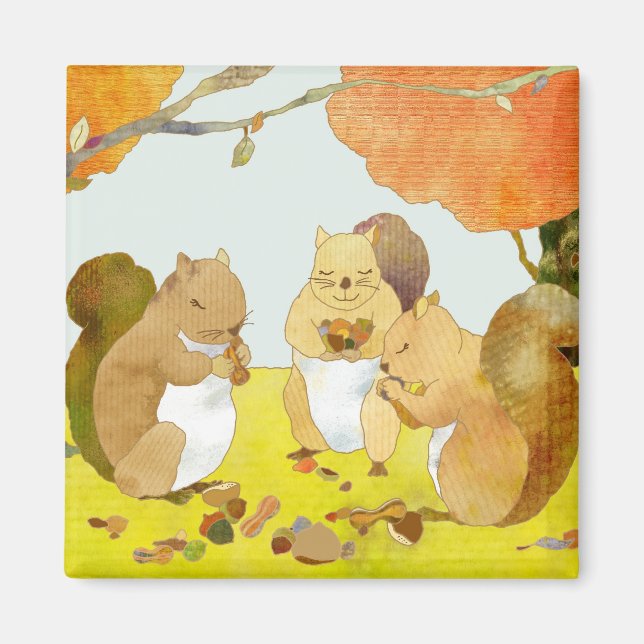 Imán Tiempo de cosecha de las ardillas (Frente)