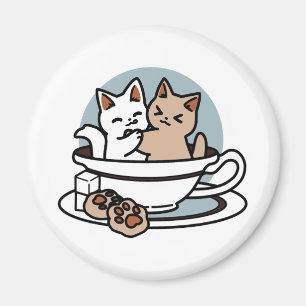 Imán Tiempo de embutido de té - Diseño de gato y té lin