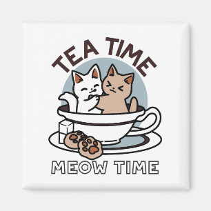 Imán Tiempo de embutido de té - Diseño de gato y té lin