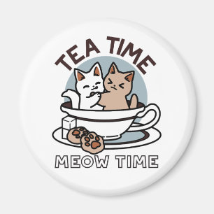 Imán Tiempo de embutido de té - Diseño de gato y té lin
