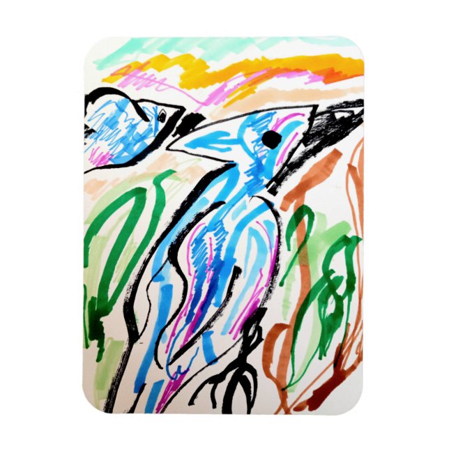 Imán Tiempo de primavera de los jinetes de vuelo azul (Vertical)